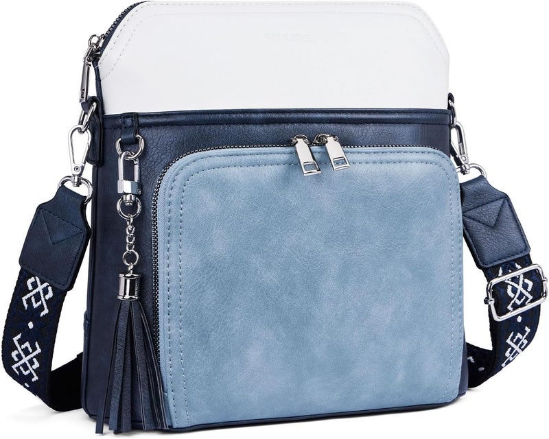 Roulens Crossbody Purse for Women Vegan Leather Medium Crossbody Wallet Bag for Travel Women Shoulder Handbags with Tassel - Image 1